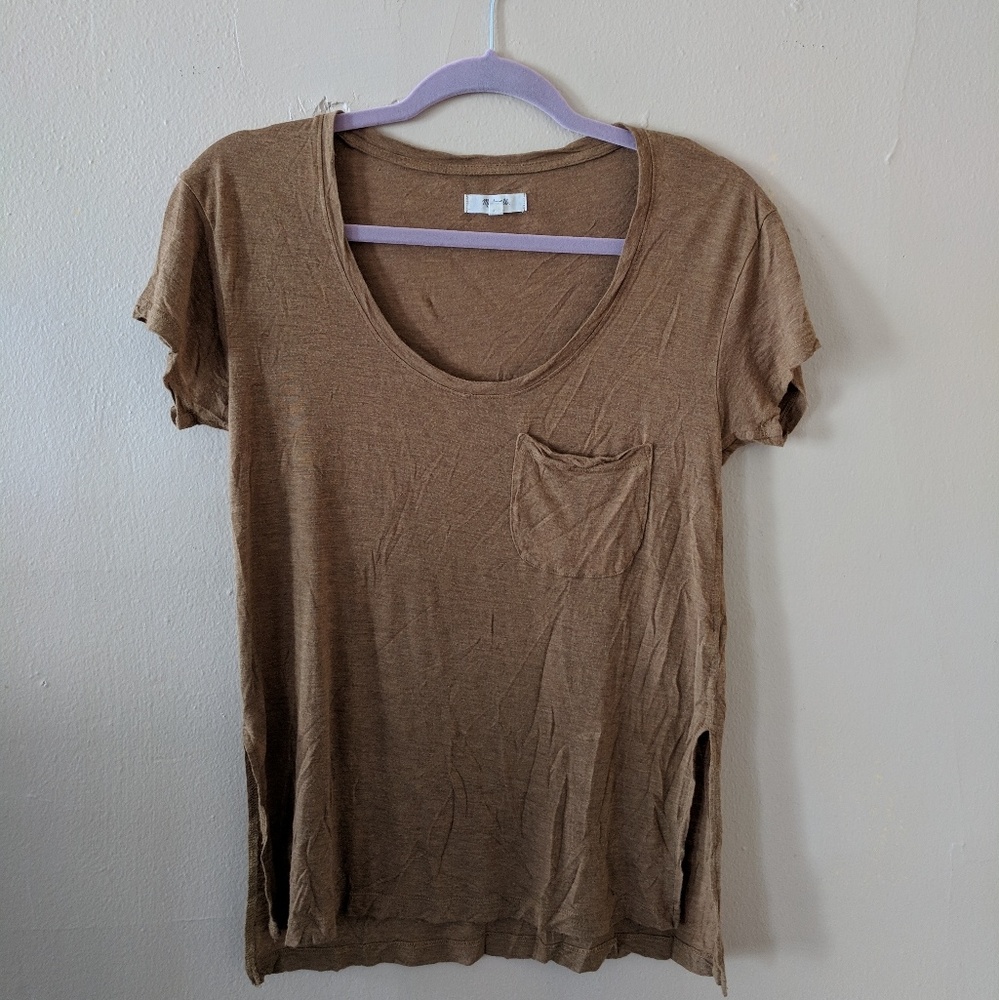 Madewell side split khaki scoop neck tee, small